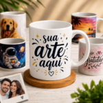 Caneca branca de porcelana personalizada 350 ml