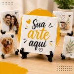 Azulejo Personalizado 10x10 cm com Suporte – Foto, Nome, Frase ou Logo